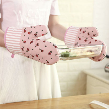 1 Piece Plaid Pattern Thicken Oven Mitts