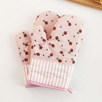 1 Piece Plaid Pattern Thicken Oven Mitts