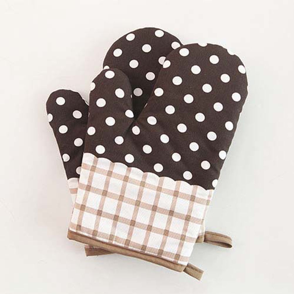 1 Piece Plaid Pattern Thicken Oven Mitts