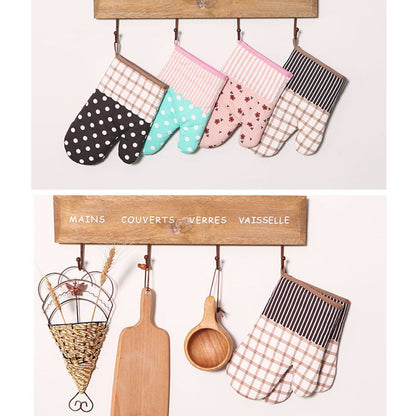 1 Piece Plaid Pattern Thicken Oven Mitts