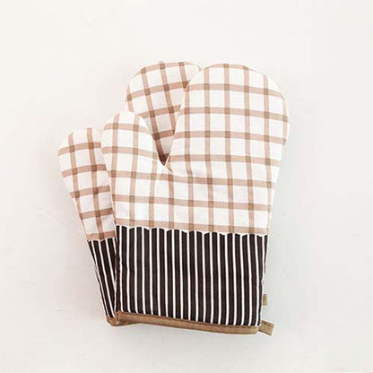 1 Piece Plaid Pattern Thicken Oven Mitts