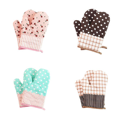 1 Piece Plaid Pattern Thicken Oven Mitts