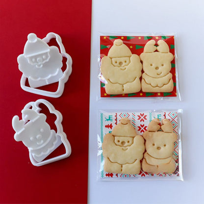 2 Pieces Santa And Reindeer Biscuit Cookie Plunger