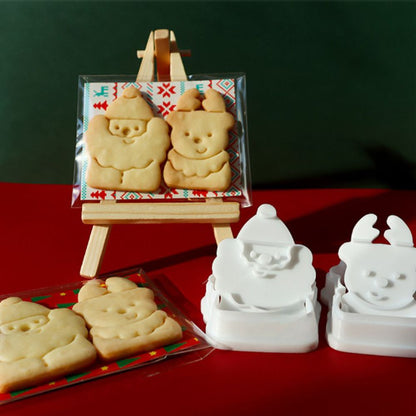 2 Pieces Santa And Reindeer Biscuit Cookie Plunger