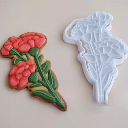 Carnation Bouquet Shape Cookie Cutter Stamp