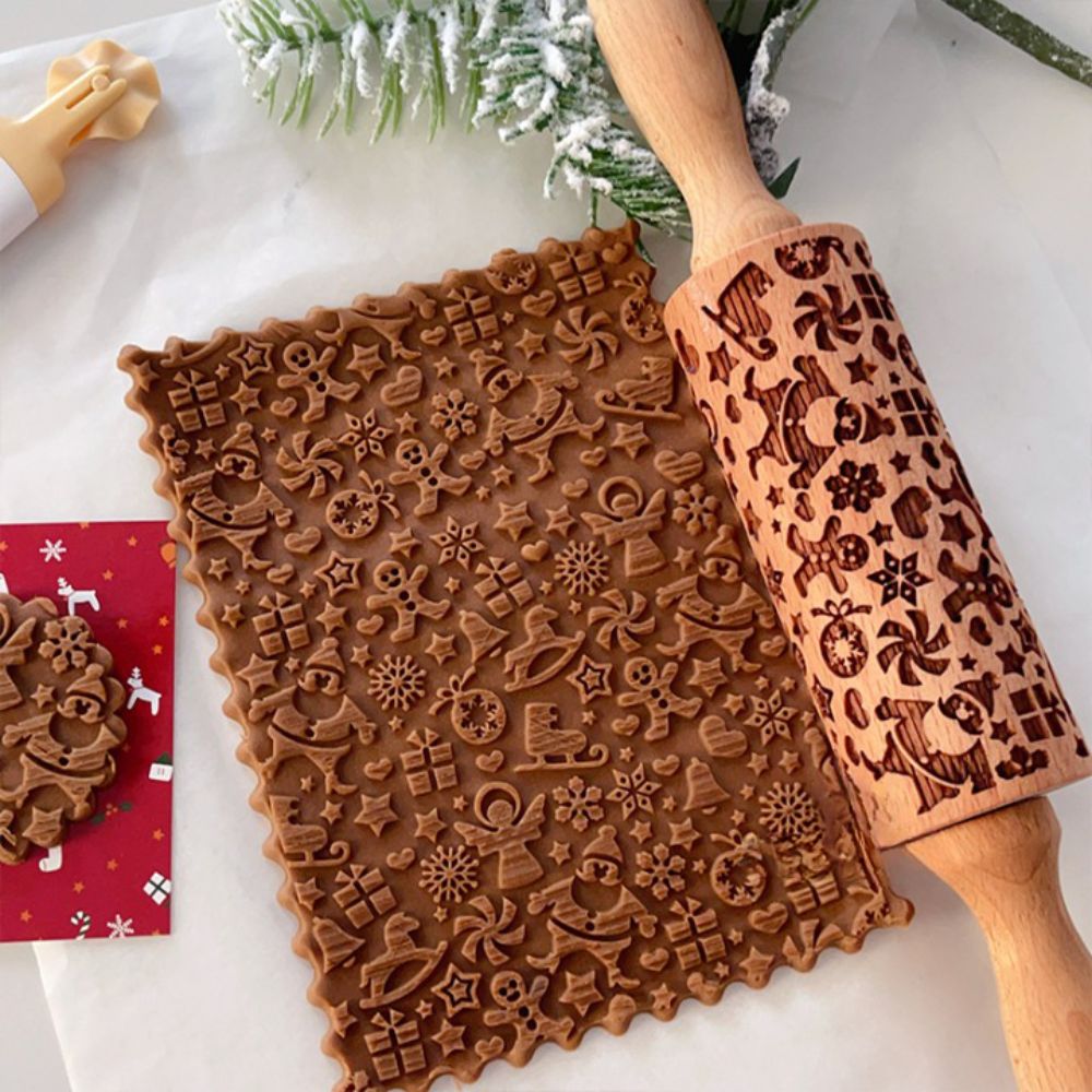 Christmas Embossing Rolling Pins With Patterns