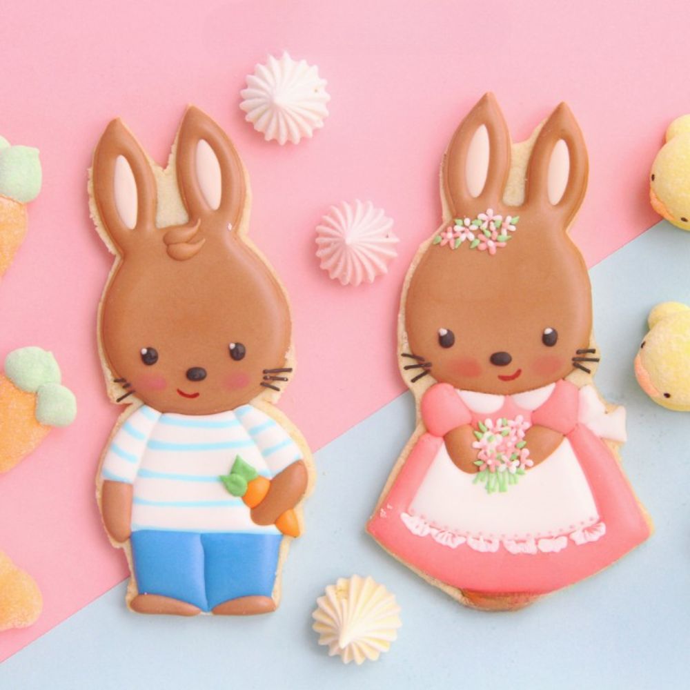 Pastoral Couple Rabbit Shape Icing Biscuit Mold