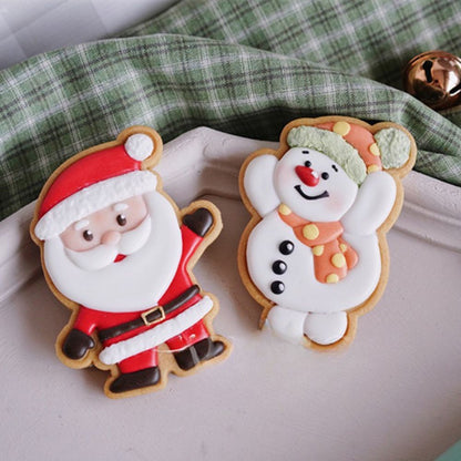 Santa Claus Snowman Pattern Cookie Mold Plunger