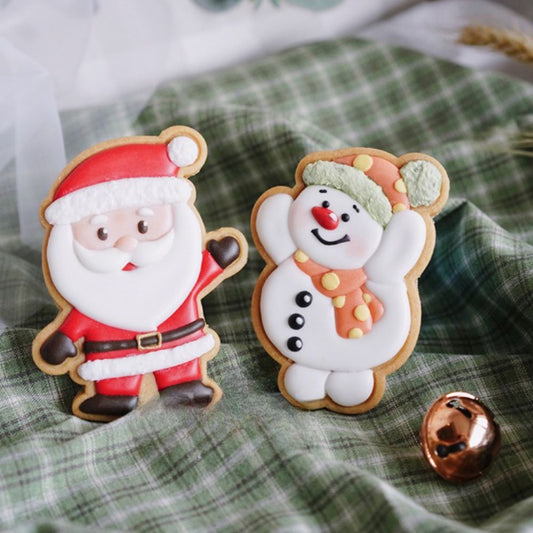 Santa Claus Snowman Pattern Cookie Mold Plunger