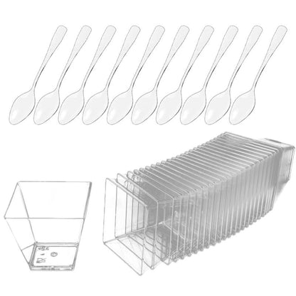 Disposable Plastic Dessert Cups And Spoons