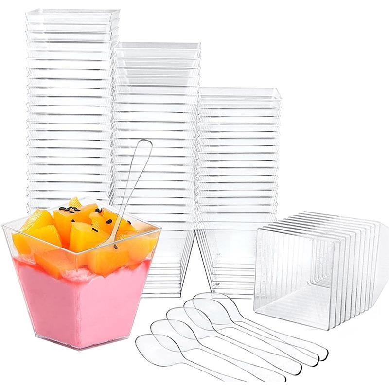 Disposable Plastic Dessert Cups And Spoons