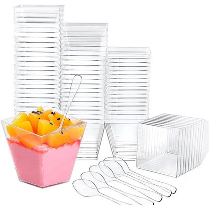 Disposable Plastic Dessert Cups And Spoons