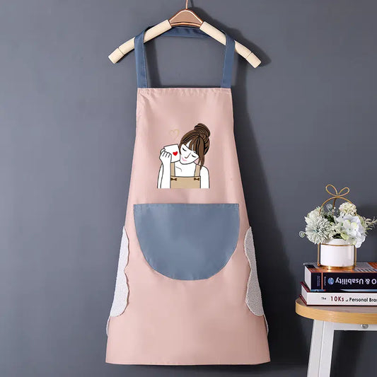 Waterproof And Oil-proof Cartoon Girl Print Apron