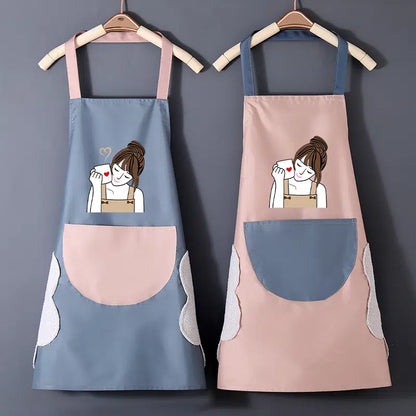 Waterproof And Oil-proof Cartoon Girl Print Apron