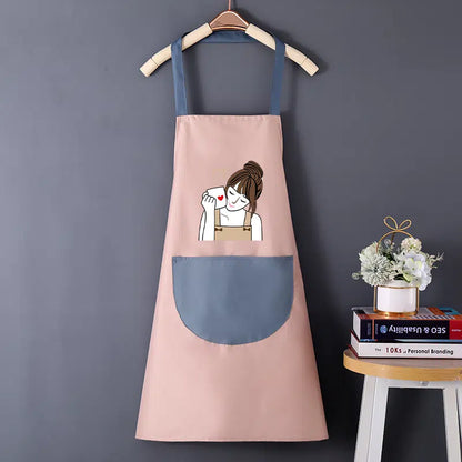 Waterproof And Oil-proof Cartoon Girl Print Apron