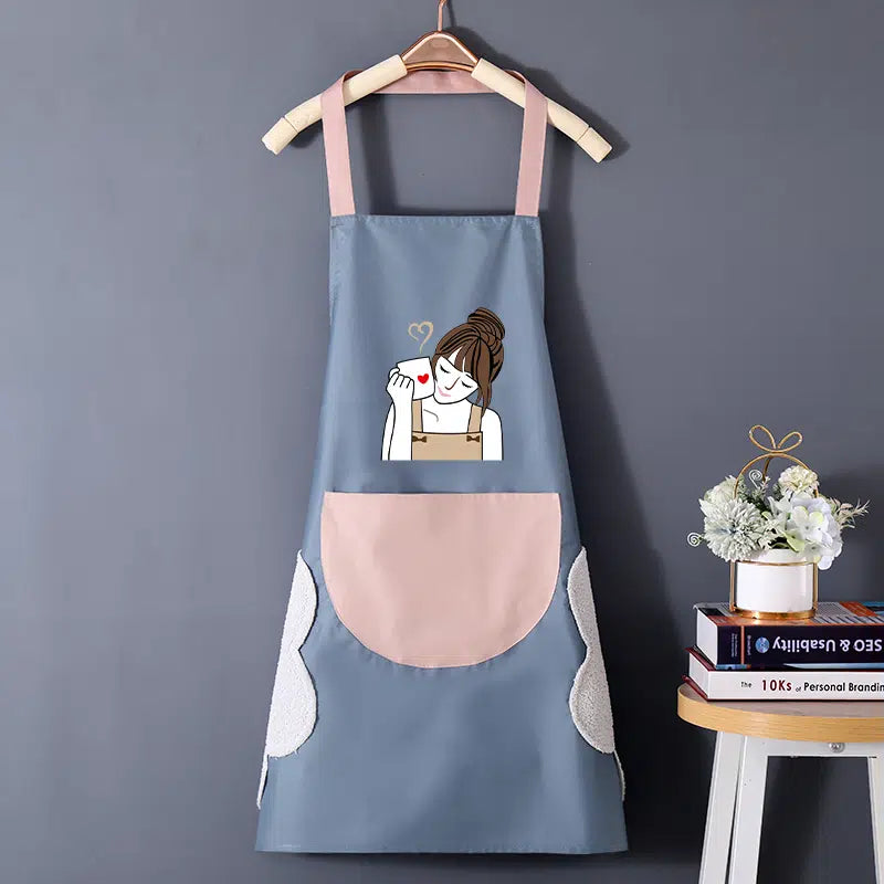 Waterproof And Oil-proof Cartoon Girl Print Apron