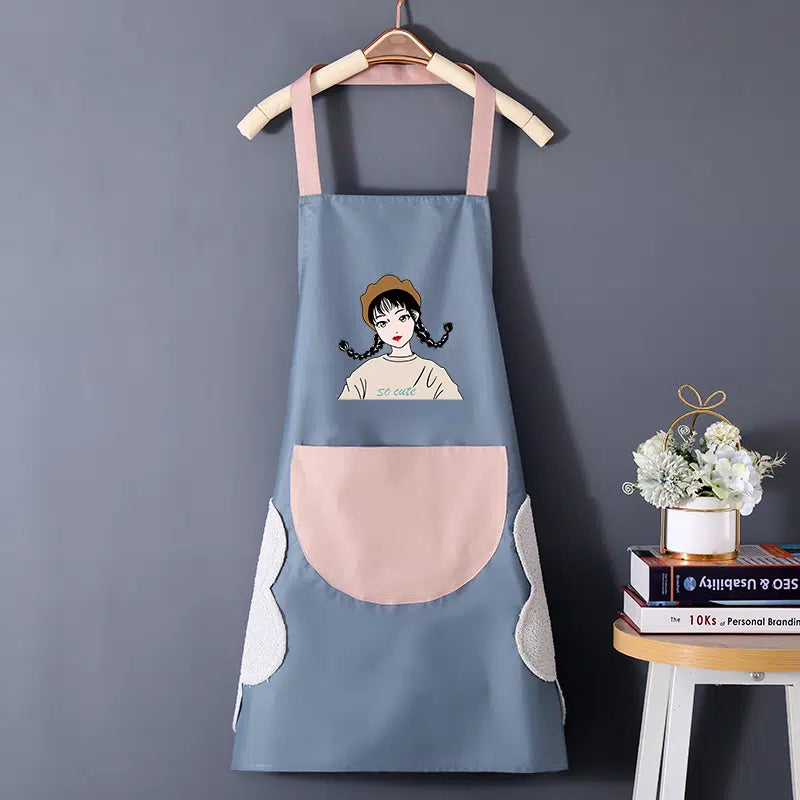 Waterproof And Oil-proof Cartoon Girl Print Apron