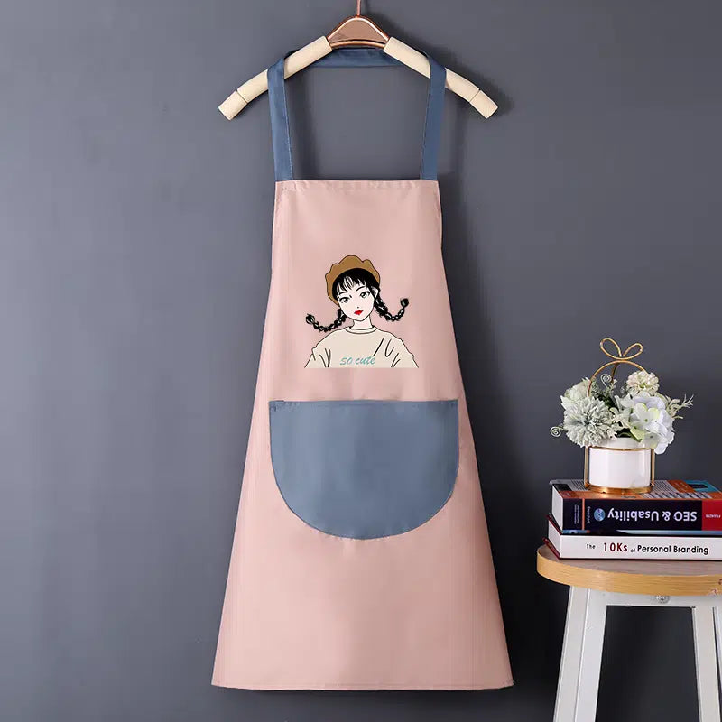 Waterproof And Oil-proof Cartoon Girl Print Apron